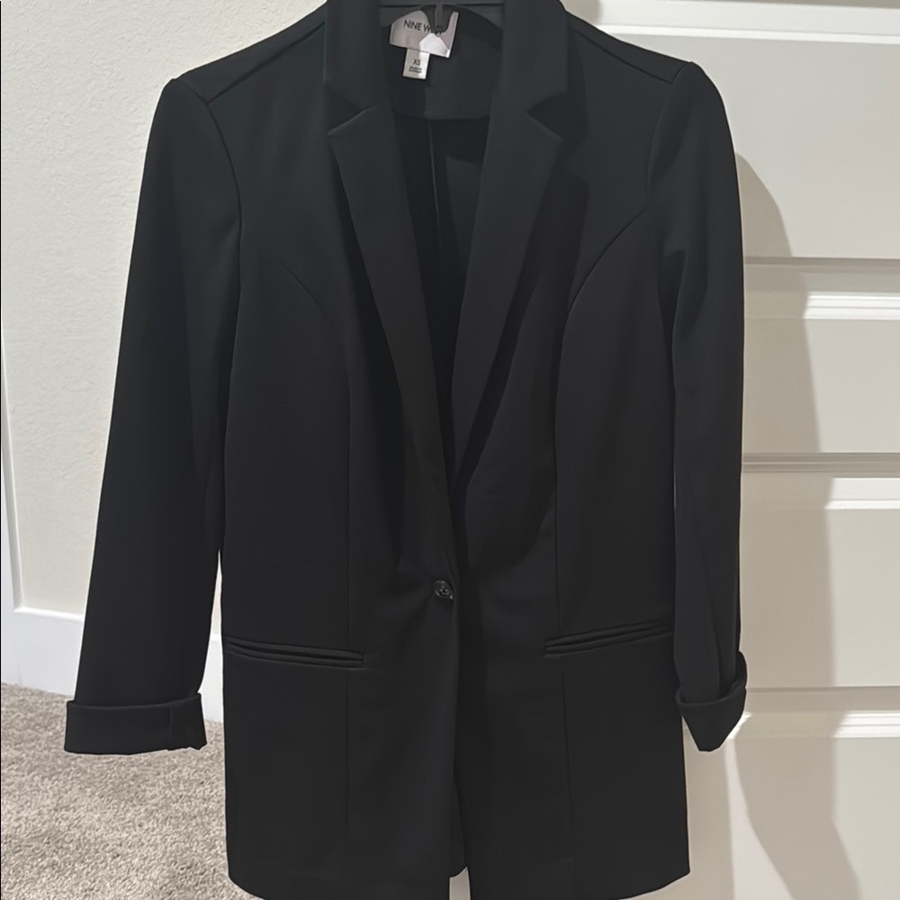 Nine West Black Blazer Relaxed Fit Suit Jacket